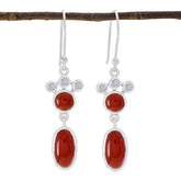 Hua Red Dangle Earrings with Gemstone Accent Red Onyx Red Dangle